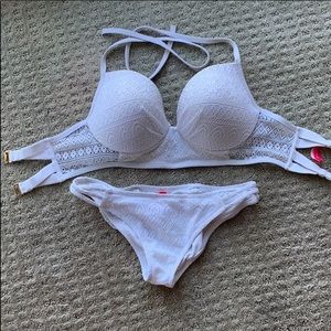 Victoria’s Secret white crochet halter bikini